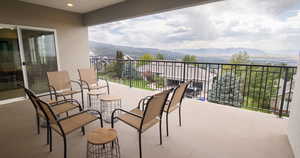 Balcony with a mountain view