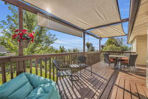 Deck with an outdoor hangout area