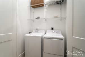 Laundry area featuring washing machine and dryer