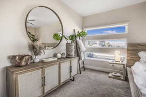 Living area featuring carpet floors