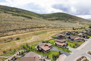 Drone / aerial view with a mountain view