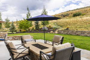 View of patio / terrace with a fire pit