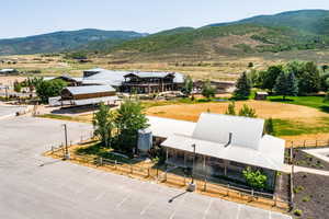 Drone / aerial view with a mountain view