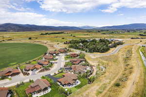 Drone / aerial view featuring a mountain view