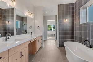 Owners Suite Bath (this owner ran wall tile from floor to ceiling)