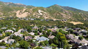 Birds eye view of property featuring a mountain view