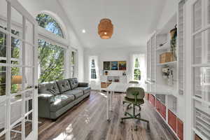 Interior space with lofted ceiling