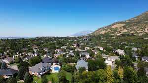 Drone / aerial view with a mountain view