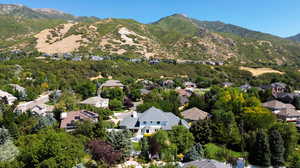 Drone / aerial view with a mountain view