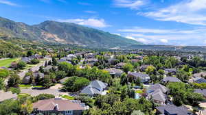 Drone / aerial view with a mountain view