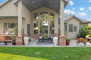 View of patio featuring an outdoor hangout area