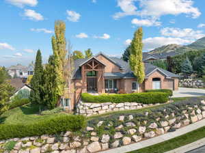 View of front of property with a mountain view