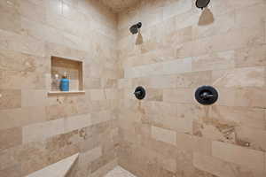 Interior space with tiled shower