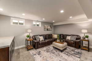 View of carpeted living room