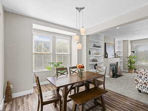 Dining room, hardwood / wood-style flooring,