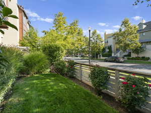 View of side yard gate between front and side yard for dogs