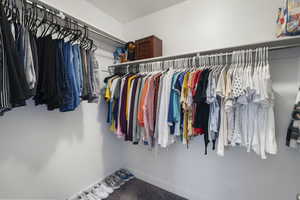 Spacious closet featuring carpet floors