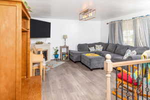 Living room featuring light  wood-style floors