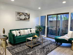 Living room featuring hardwood / wood-style flooring