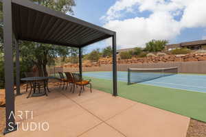 View of tennis court