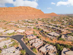 Aerial view featuring a mountain view