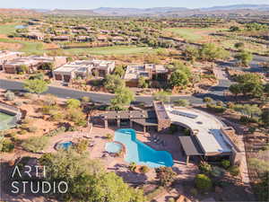 Drone / aerial view featuring a mountain view