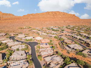 Drone / aerial view featuring a mountain view