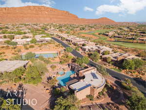 Bird's eye view featuring a mountain view