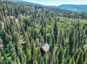 Bird's eye view with a mountain view