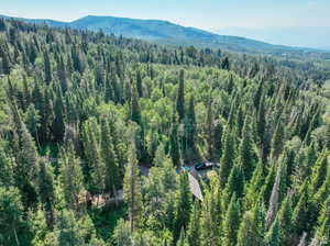 Drone / aerial view featuring a mountain view