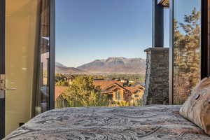 Bedroom featuring a mountain view