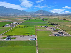Aerial view with a rural view and a mountain view