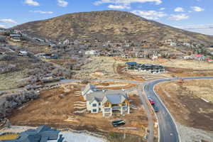 Aerial view with a mountain view