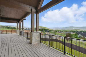 Wooden deck with a mountain view