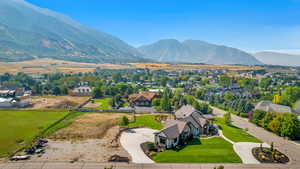 Drone / aerial view with a mountain view