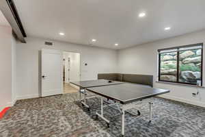 Game room featuring carpet flooring