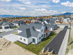 Aerial view featuring a mountain view