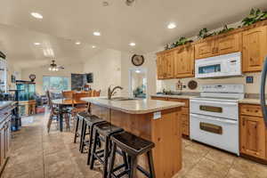 Open concept. Kitchen, dining, and living room.