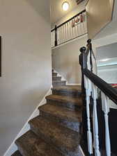 Stairway with a textured ceiling