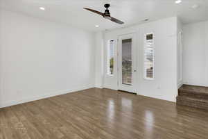 Living room with door to level 2 front deck