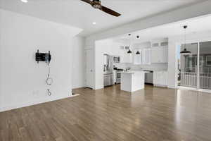 View of kitchen from living room