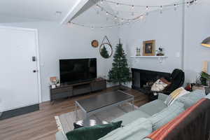 Living room featuring wood-type flooring