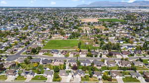 Aerial view featuring a mountain view