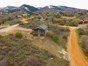 Drone / aerial view with a mountain view