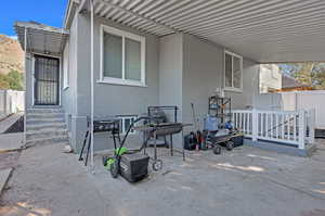 Exterior space with a patio area