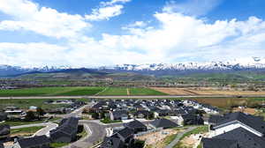 Aerial view featuring a mountain view