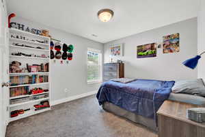 Bedroom with carpet floors