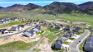 Drone / aerial view with a mountain view