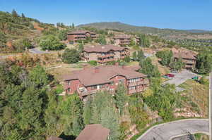 Drone / aerial view featuring a mountain view