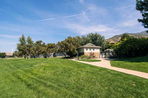 View of yard with a mountain view